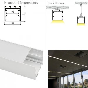 35mm Wide Suspended LED Aluminum Channel For LED Strip Lights Installations - LS3535 Series